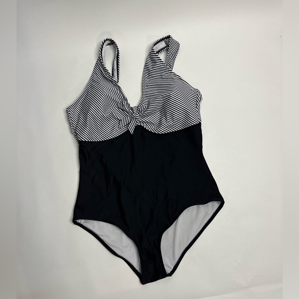 Others Follow Black and White Striped One Piece Swimsuit